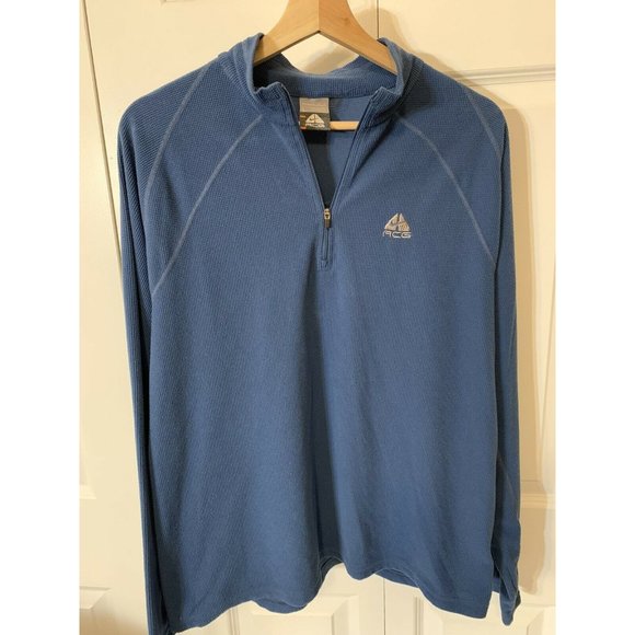 Nike ACG Vintage 1/4 Zip Men’s Sz L Fleece Pullover Blue Embroidered Logo - Picture 4 of 6